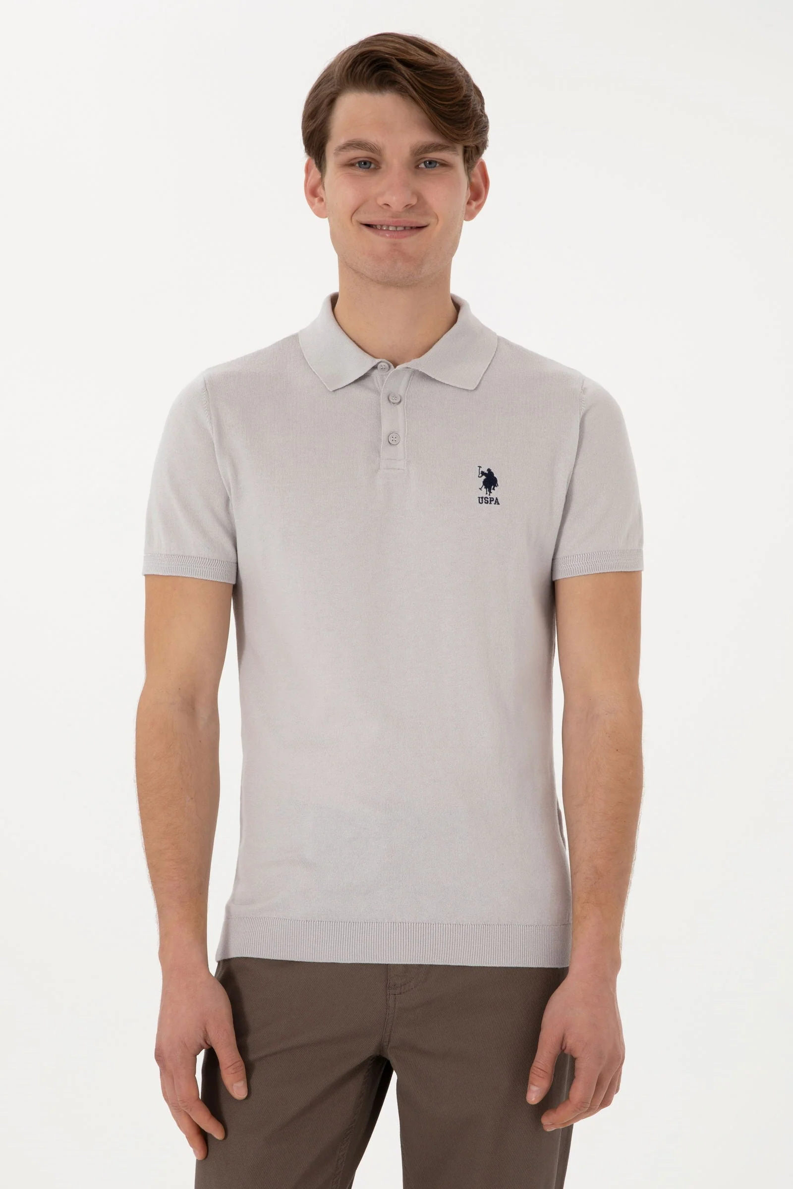 KNITTED T-SHIRT RAHAL LIGHT GREY
