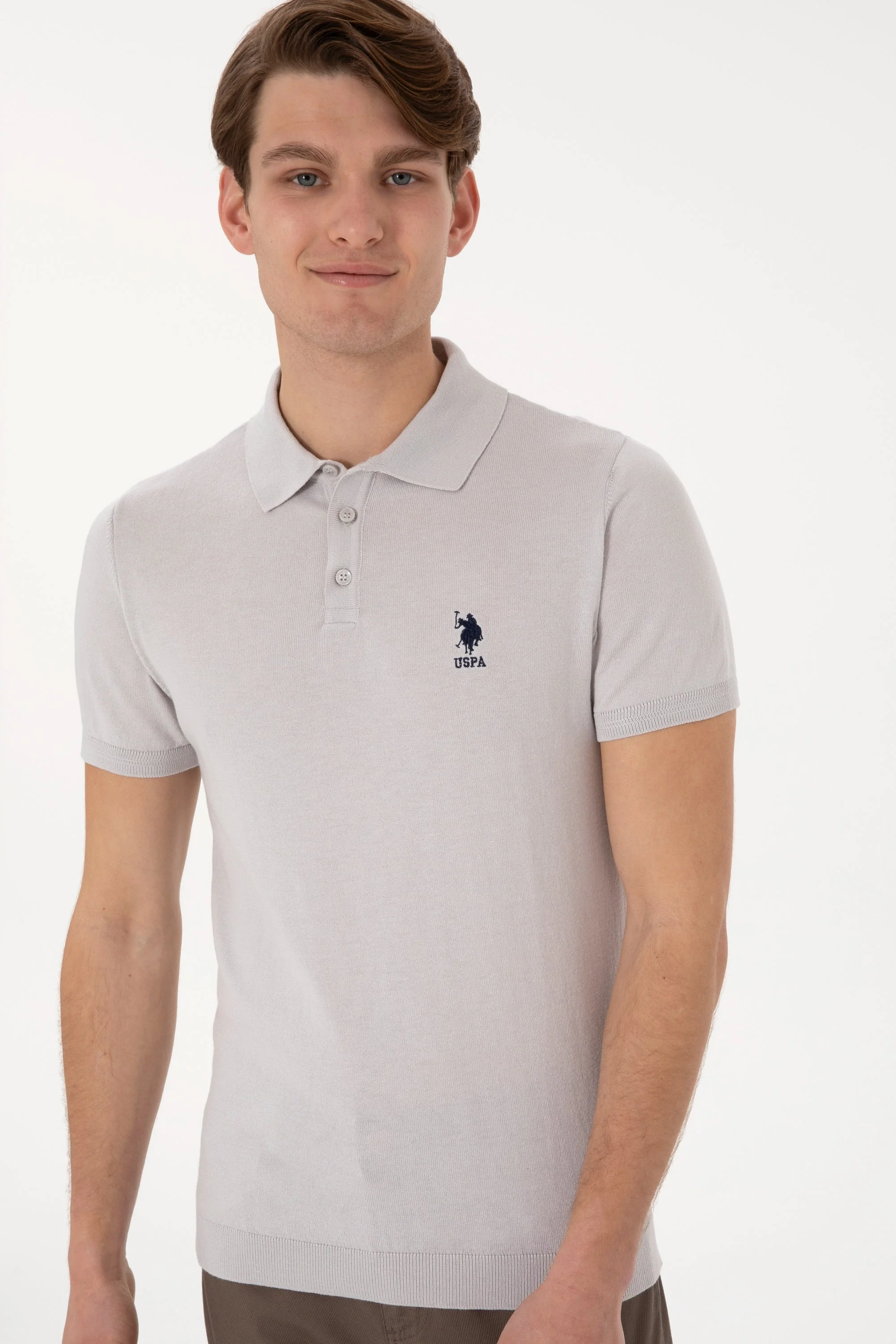 KNITTED T-SHIRT RAHAL LIGHT GREY - Image 3