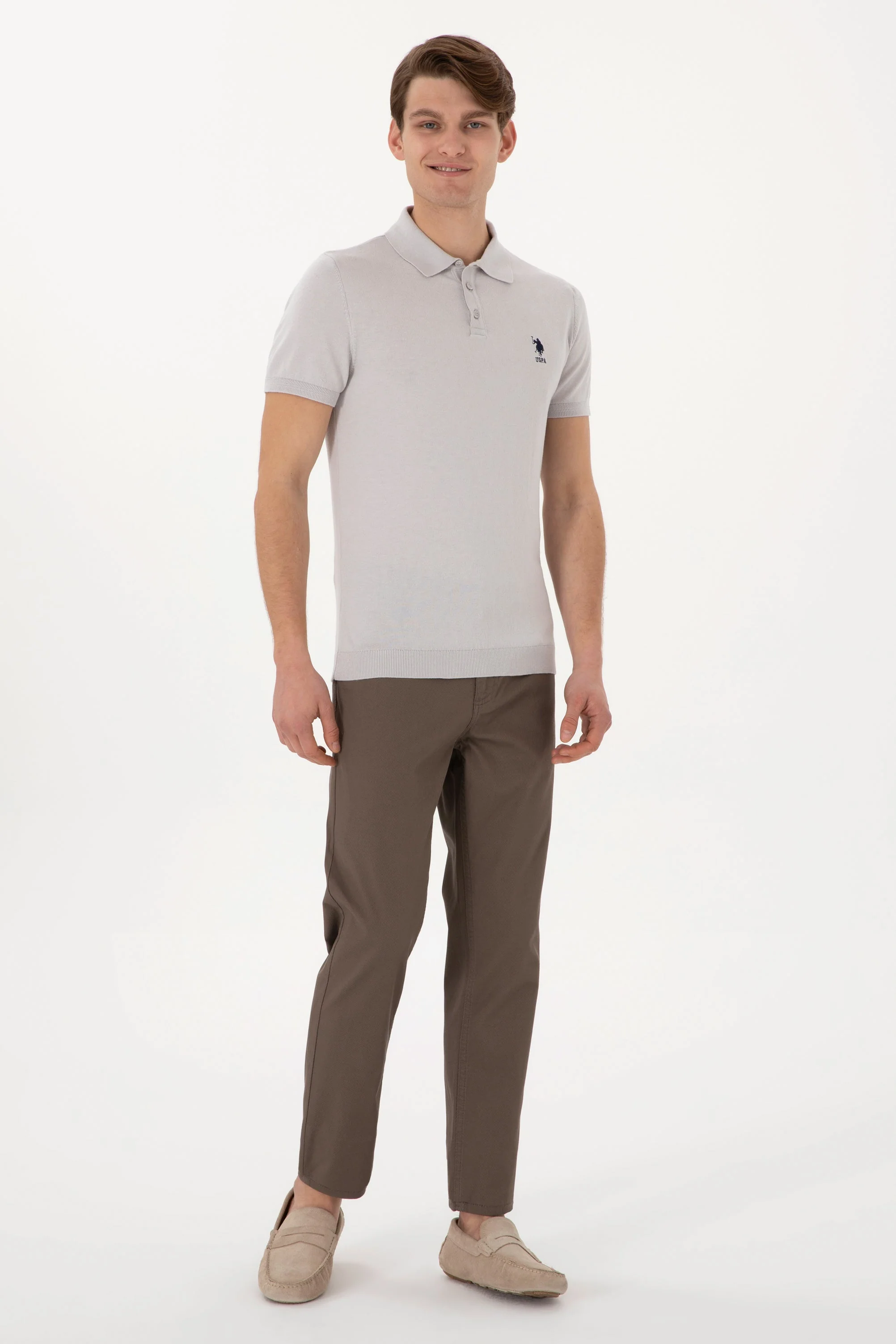 KNITTED T-SHIRT RAHAL LIGHT GREY - Image 4