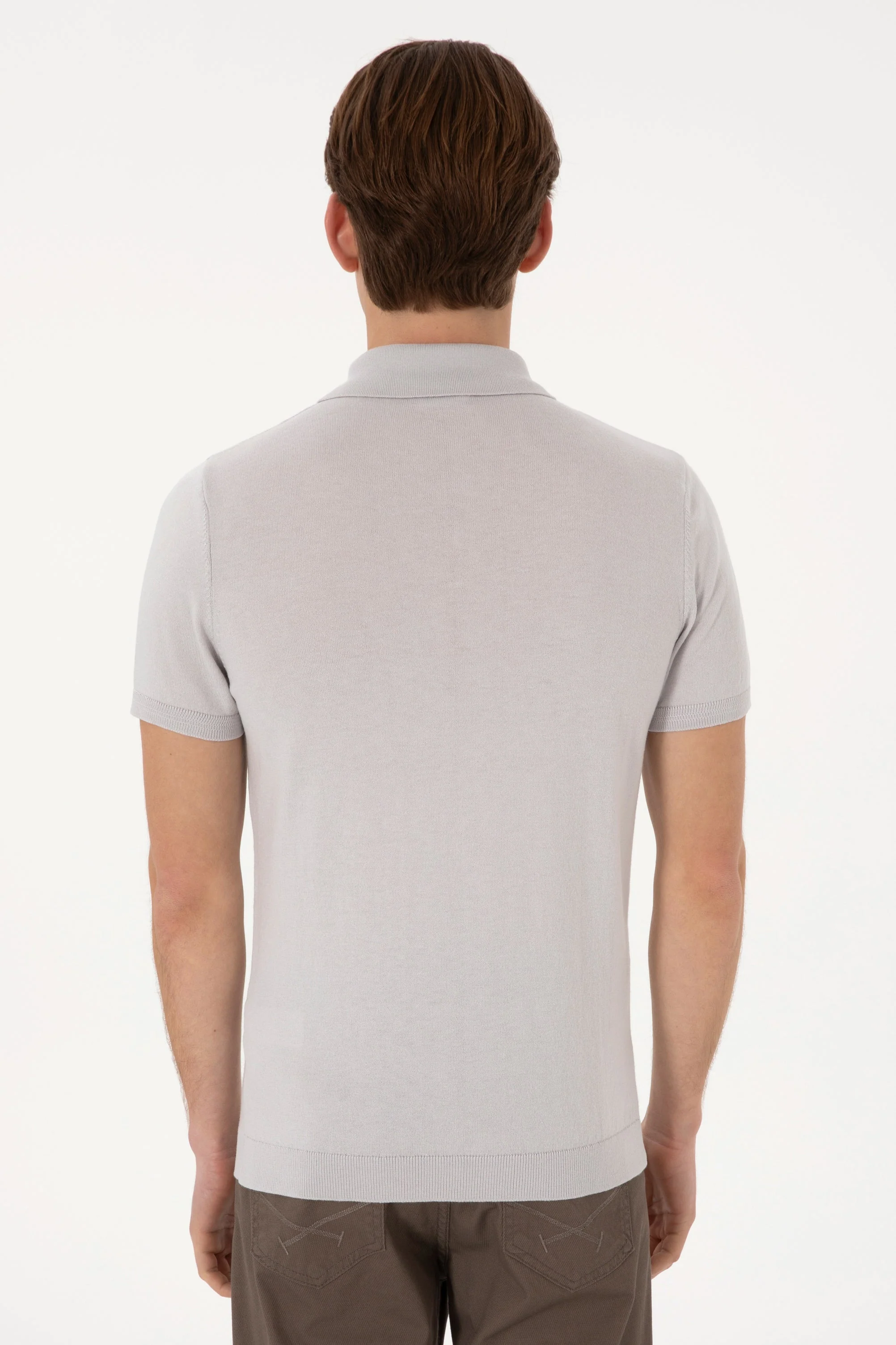 KNITTED T-SHIRT RAHAL LIGHT GREY - Image 5