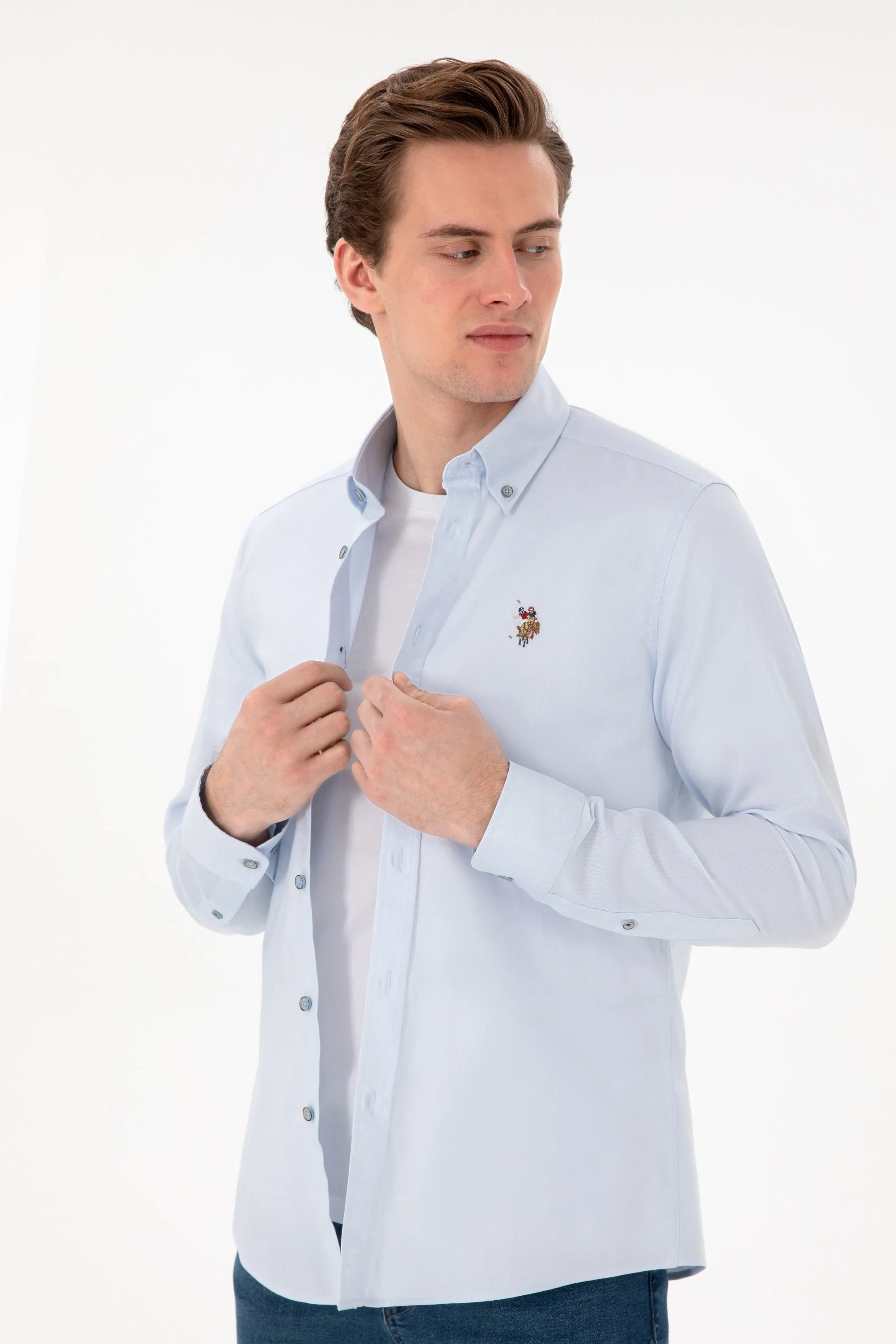 WOVEN SHIRT CEDCOLOR LIGHT BLUE - Image 3